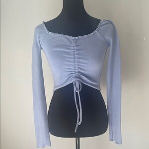 Women's medium Blue Ruched Long Sleeve Top xs